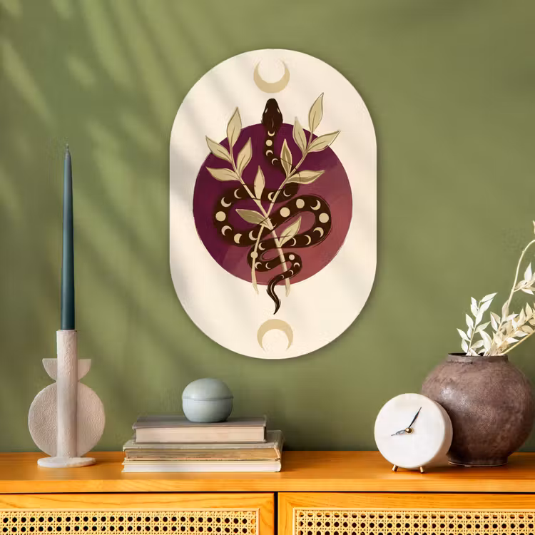 Dieren - Slang - Maan - Mystiek - Abstract Wandcirkel Ovaal Forex klein -sfeer2