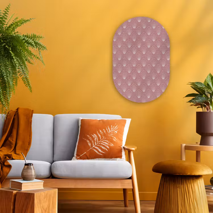 Trendy - Patroon - Roze Wandcirkel Ovaal Forex klein 630 -sfeer4