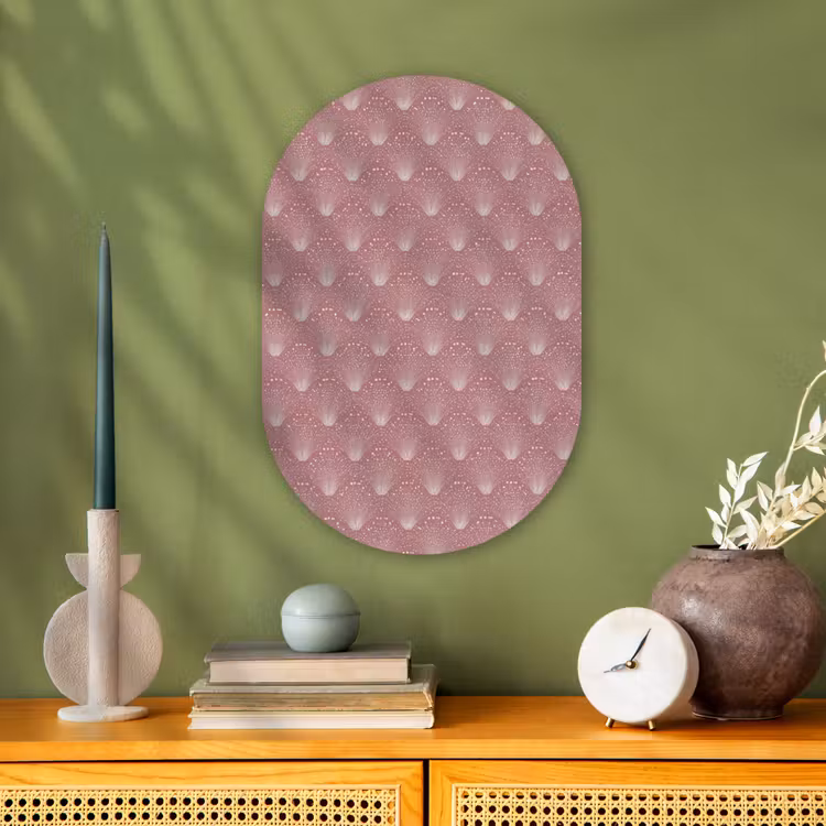 Trendy - Patroon - Roze Wandcirkel Ovaal Forex klein 630 -sfeer2