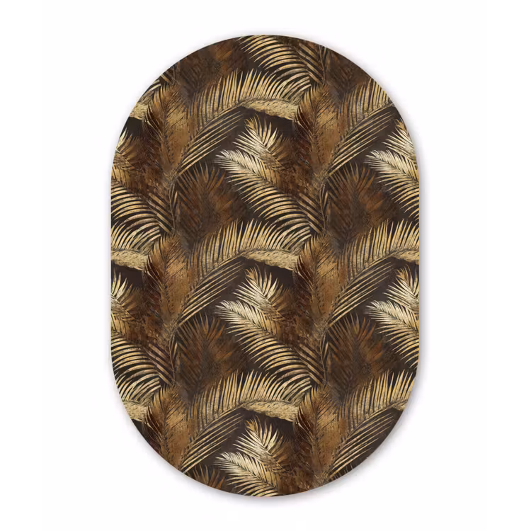 Tropisch - Bladeren - Goud Wandcirkel Ovaal Forex klein 630 -3d