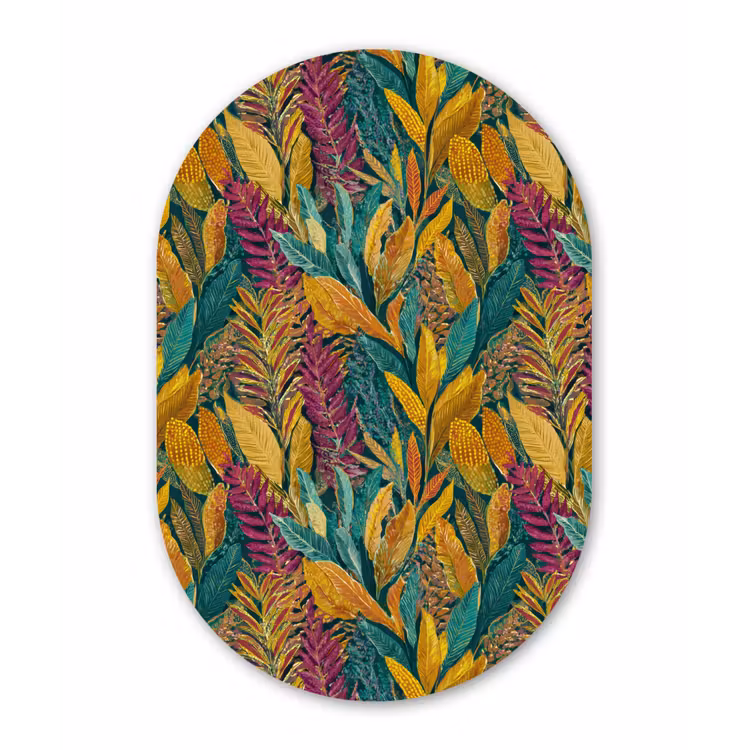 Tropische - Botanisch - Patroon - Kleurrijk - Exotisch Wandcirkel Ovaal Forex klein 630 -3d
