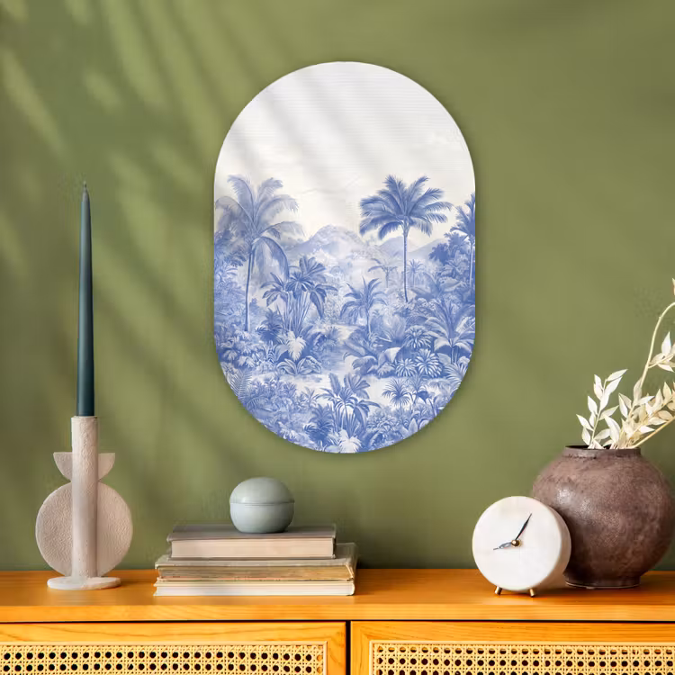 Tropisch - Jungle - Blauw Wandcirkel Ovaal Forex klein -sfeer2