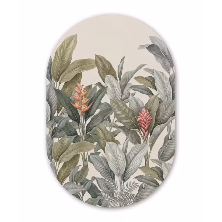 Tropisch - Planten - Modern - Groen Wandcirkel Ovaal Forex klein -3d