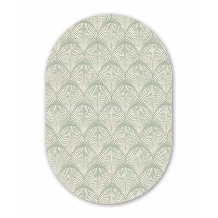 Waaiers - Patroon - Groen Wandcirkel Ovaal Forex klein 630 -3d