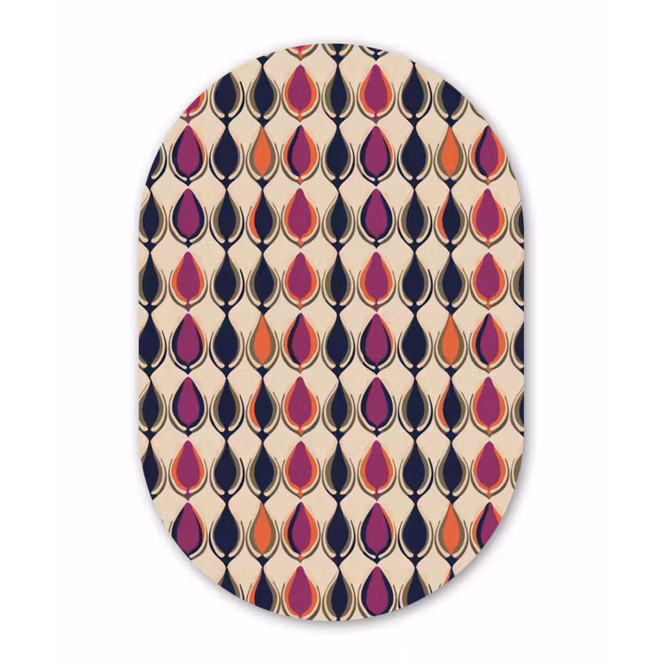 Vintage - Retro - Kleurrijk Wandcirkel Ovaal Forex klein 630 -3d