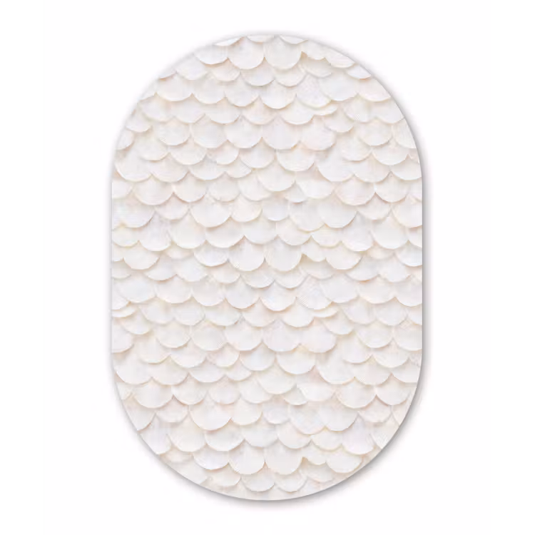Schubben - Wit - Elegant Wandcirkel Ovaal Forex klein 630 -3d