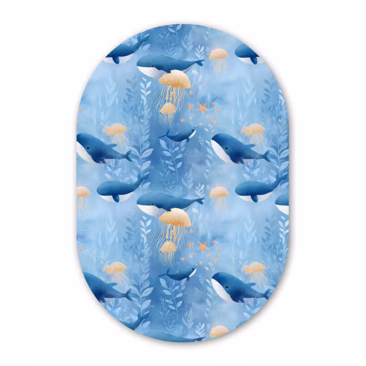 Walvissen - Oceaan - Blauw Wandcirkel Ovaal Forex klein 630 -3d