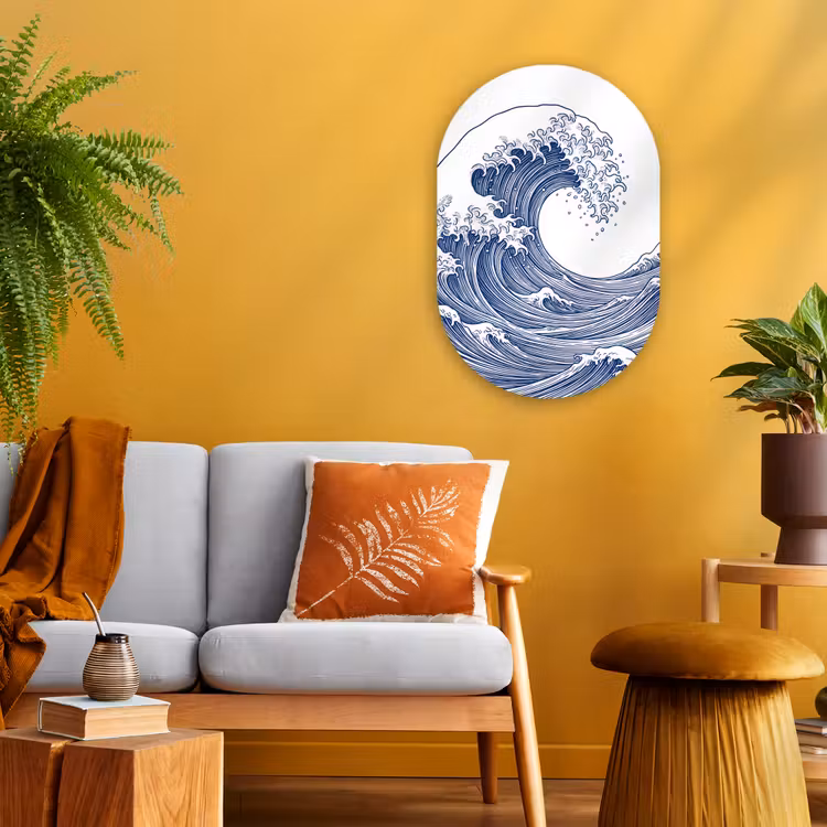 Golf - Japans - Zee - Illustratie - Blauw Wandcirkel Ovaal Forex klein -sfeer4