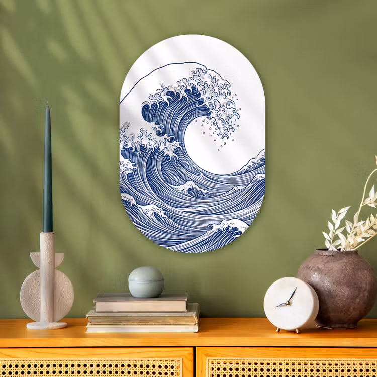 Golf - Japans - Zee - Illustratie - Blauw Wandcirkel Ovaal Forex klein -sfeer2