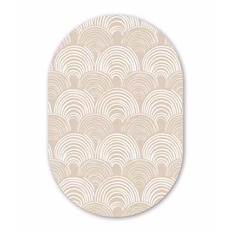 Golven - Structuur - Beige Wandcirkel Ovaal Forex klein 630 -3d