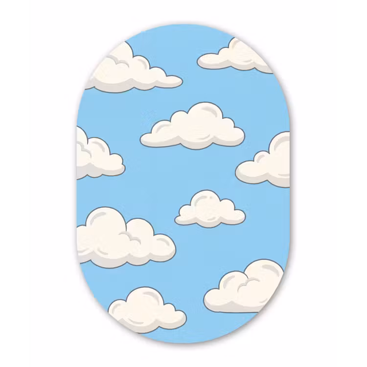 Wolk - Cartoon - Lucht - Blauw - Wit Wandcirkel Ovaal Forex klein -3d