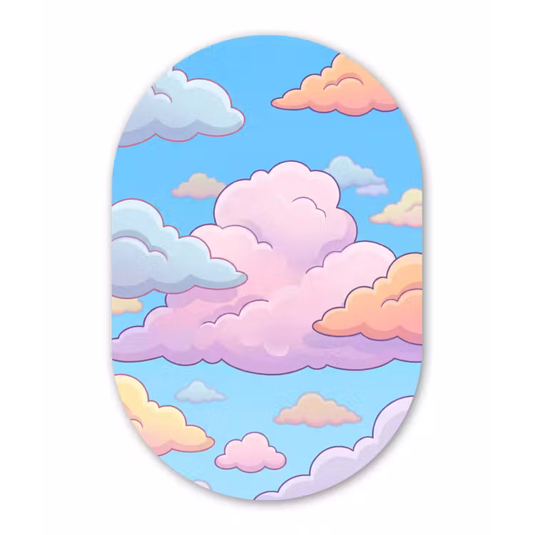 Wolk - Lucht - Natuur - Illustratie - Pastel Wandcirkel Ovaal Forex klein -3d