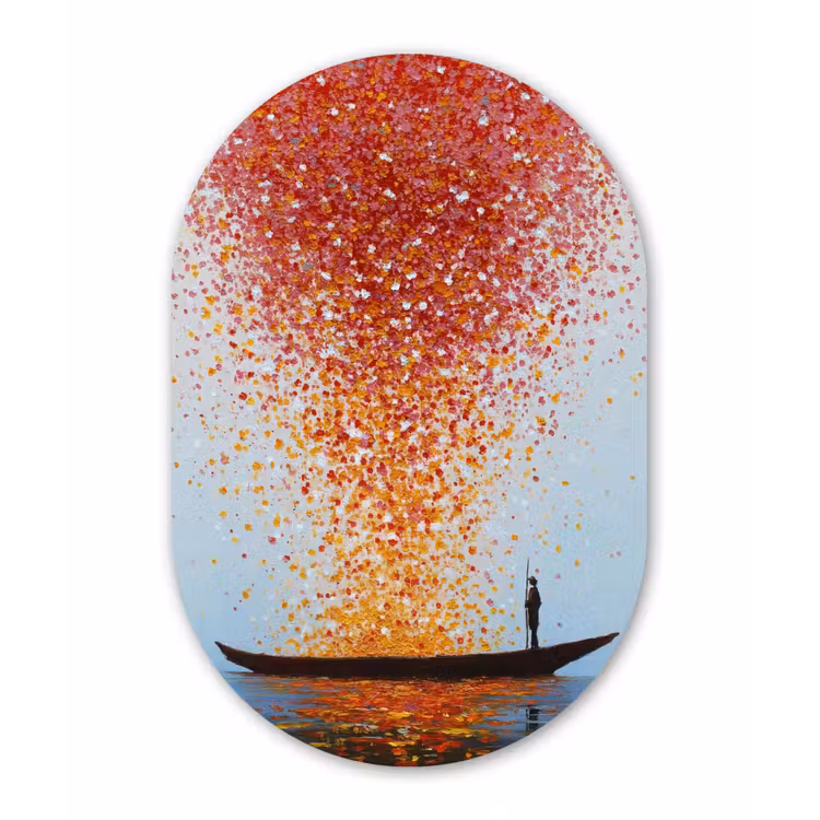 Wolk - Confetti - Boot - Wateroppervlakte Wandcirkel Ovaal Forex klein -3d