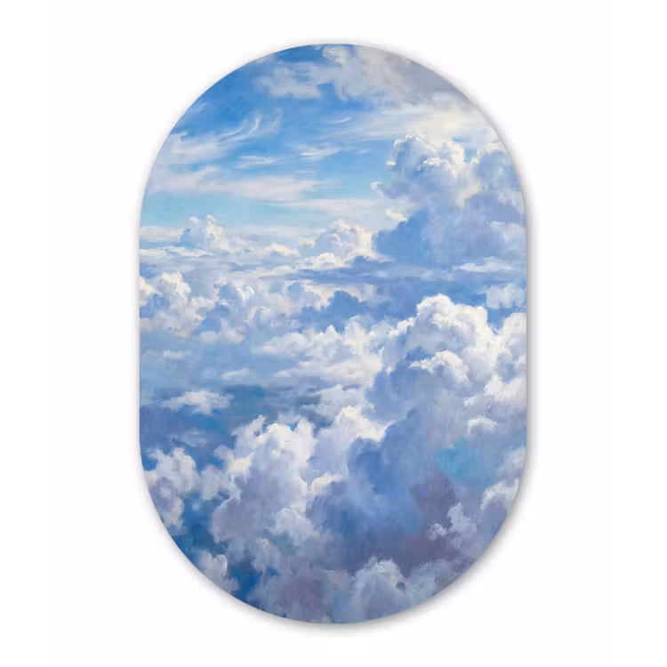 Wolken - Lucht - Natuur - Abstract - Blauw Wandcirkel Ovaal Forex klein -3d