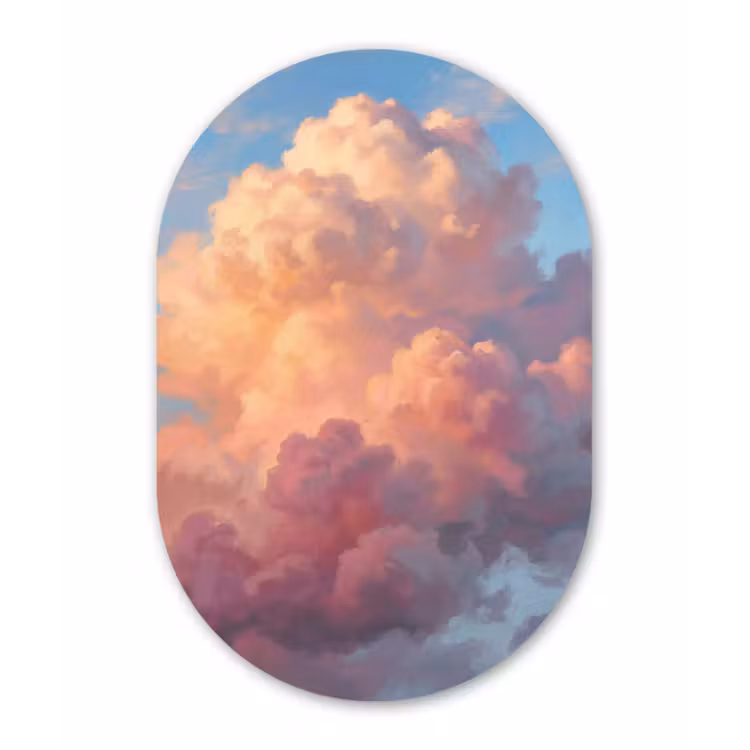 Wolken - Lucht - Natuur - Abstract - Kleurrijk Wandcirkel Ovaal Forex klein -3d