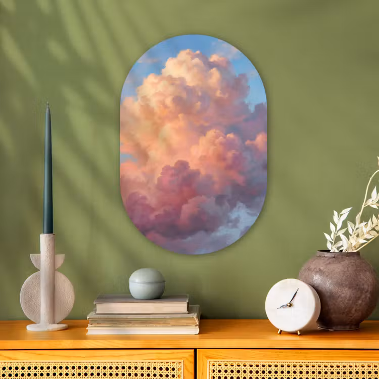 Wolken - Lucht - Natuur - Abstract - Kleurrijk Wandcirkel Ovaal Forex klein -sfeer2