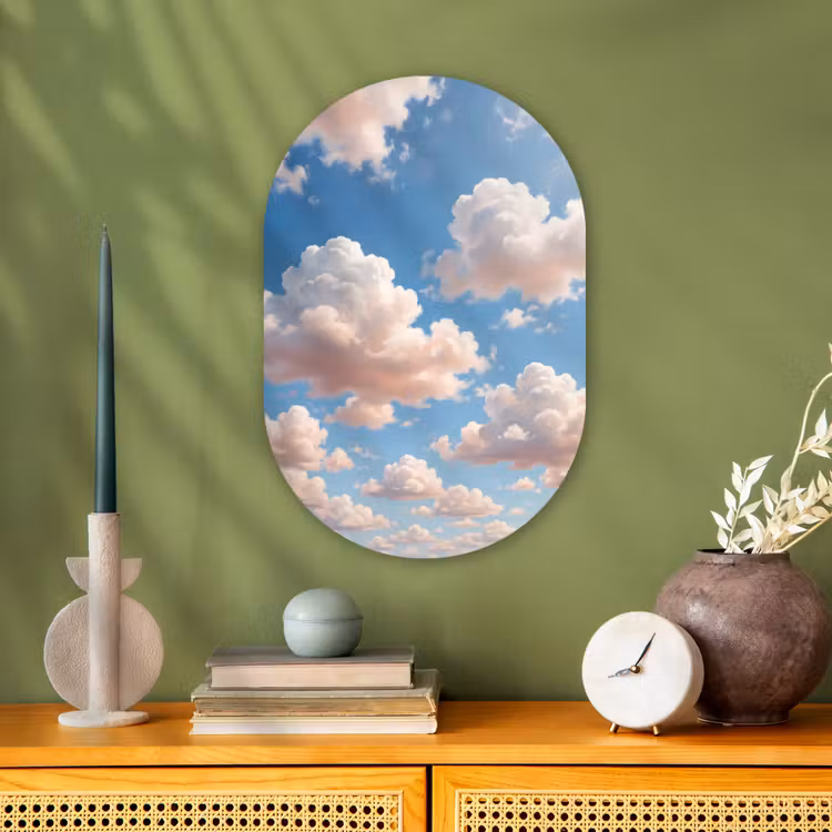 Wolken - Hemel - Natuur - Licht - Blauw Wandcirkel Ovaal Forex klein -sfeer2
