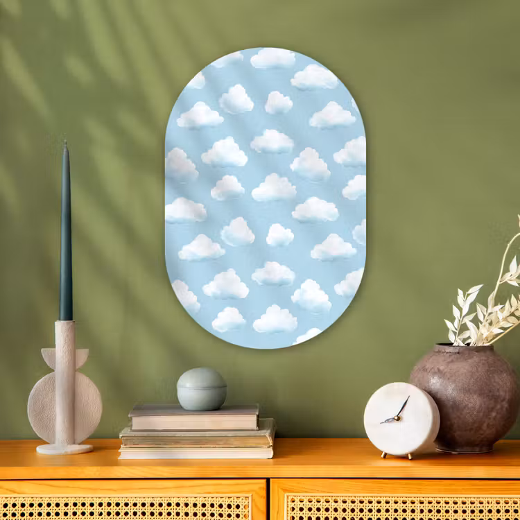 Wolken - Illustratie - Blauw Wandcirkel Ovaal Forex klein 630 -sfeer2