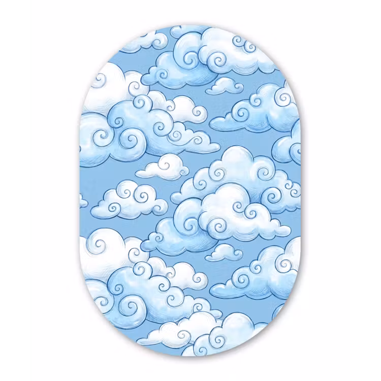 Wolken - Patroon - Hemel - Illustratie - Wit Wandcirkel Ovaal Forex klein -3d