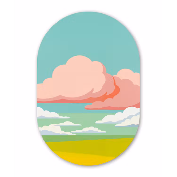 Wolken - Roze - Natuur - Modern - Pastel Wandcirkel Ovaal Forex klein -3d