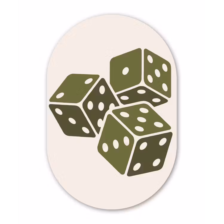 Dobbelsteen - Spel - Groen - Abstract Wandcirkel Ovaal Forex klein -3d