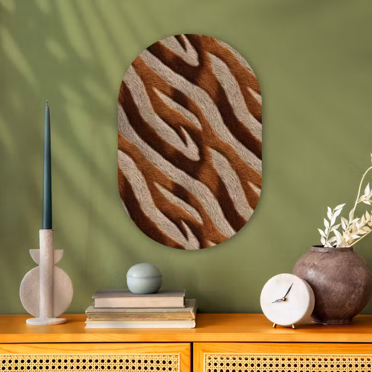 Zebra - Bruin - Patroon Wandcirkel Ovaal Forex klein 630 -sfeer2