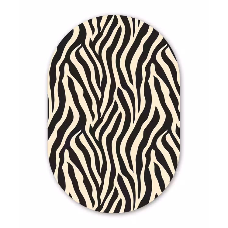 Zebra - Print - Klassiek - Zwart Wandcirkel Ovaal Forex klein 630 -3d