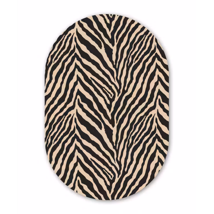 Zebra - Klassiek - Zwart Wandcirkel Ovaal Forex klein 630 -3d