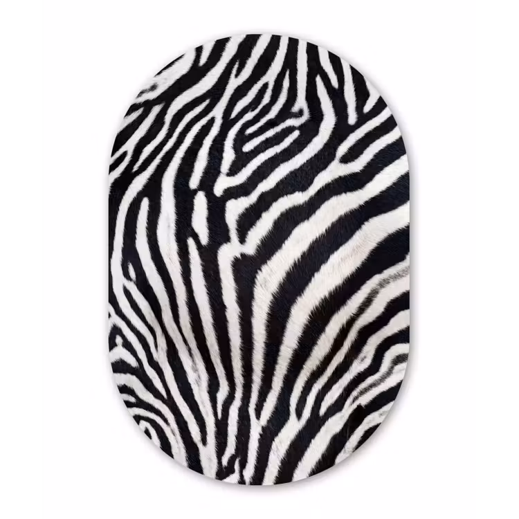 Zebra - Vacht - Klassiek - Zwart - Wit Wandcirkel Ovaal Forex klein -3d