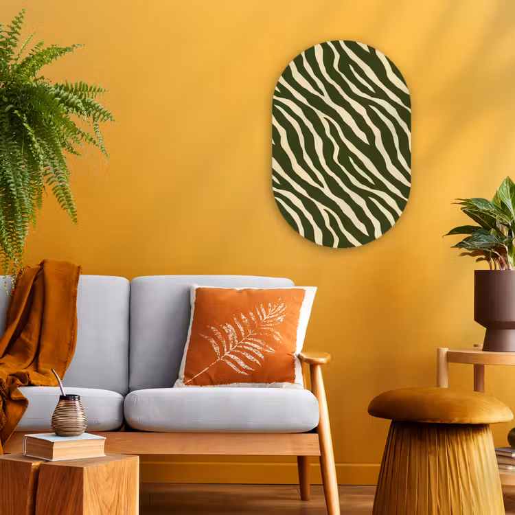 Zebra - Patroon - Groen Wandcirkel Ovaal Forex klein 630 -sfeer4