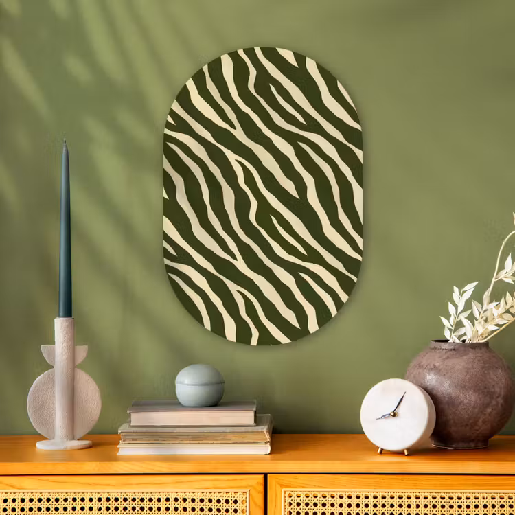 Zebra - Patroon - Groen Wandcirkel Ovaal Forex klein 630 -sfeer2