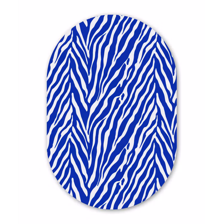 Zebra - Patroon - Kobalt - Blauw Wandcirkel Ovaal Forex klein 630 -3d