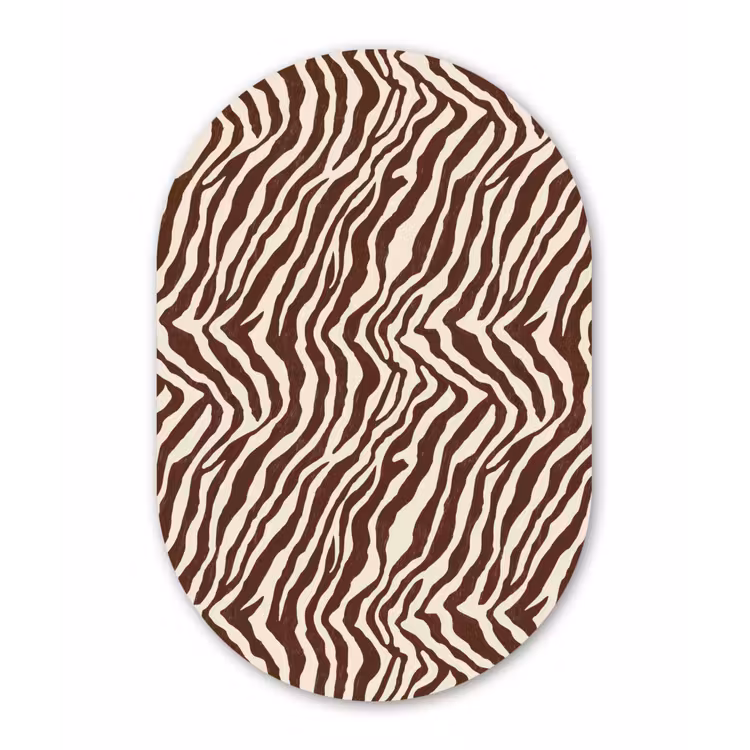 Zebra - Patroon - Zwart - Wit Wandcirkel Ovaal Forex klein 630 -3d