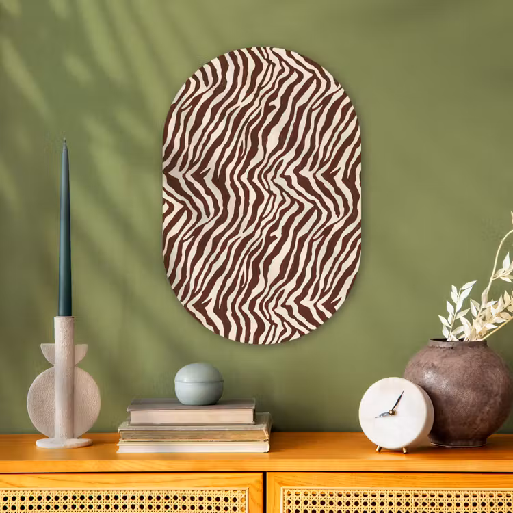 Zebra - Patroon - Zwart - Wit Wandcirkel Ovaal Forex klein 630 -sfeer2
