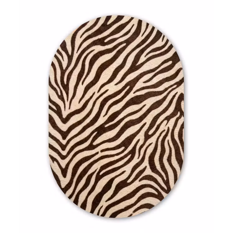 Zebra - Strepen - Bruin Wandcirkel Ovaal Forex klein -3d