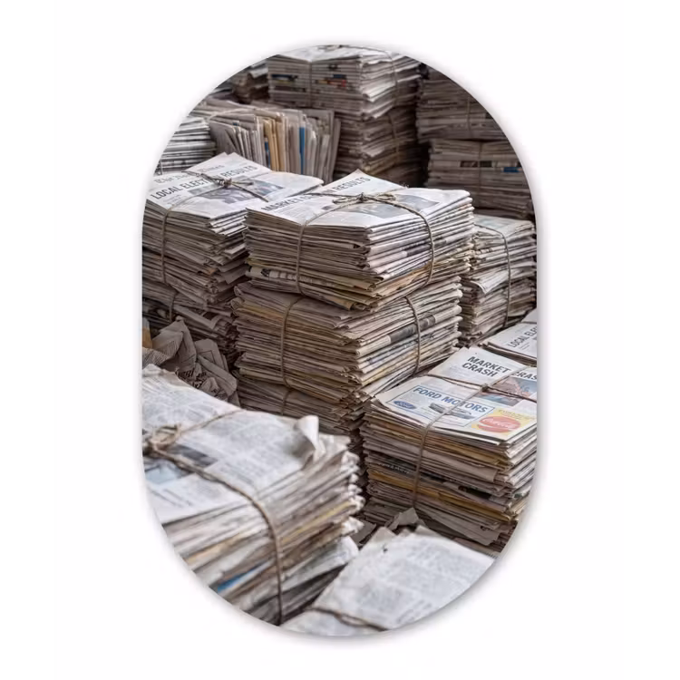 Kranten - Stapels - Touw - Informatie - Vintage Wandcirkel Ovaal Forex klein -3d