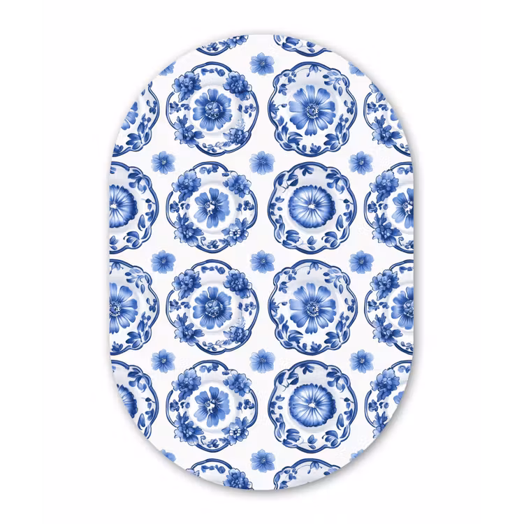 Sierborden - Bloemen - Blauw Wandcirkel Ovaal Forex klein 630 -3d