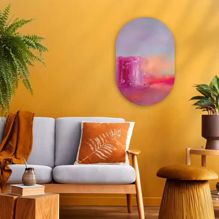 Abstract - Kleuren - Modern - Roze Wandcirkel Ovaal Forex klein -sfeer4