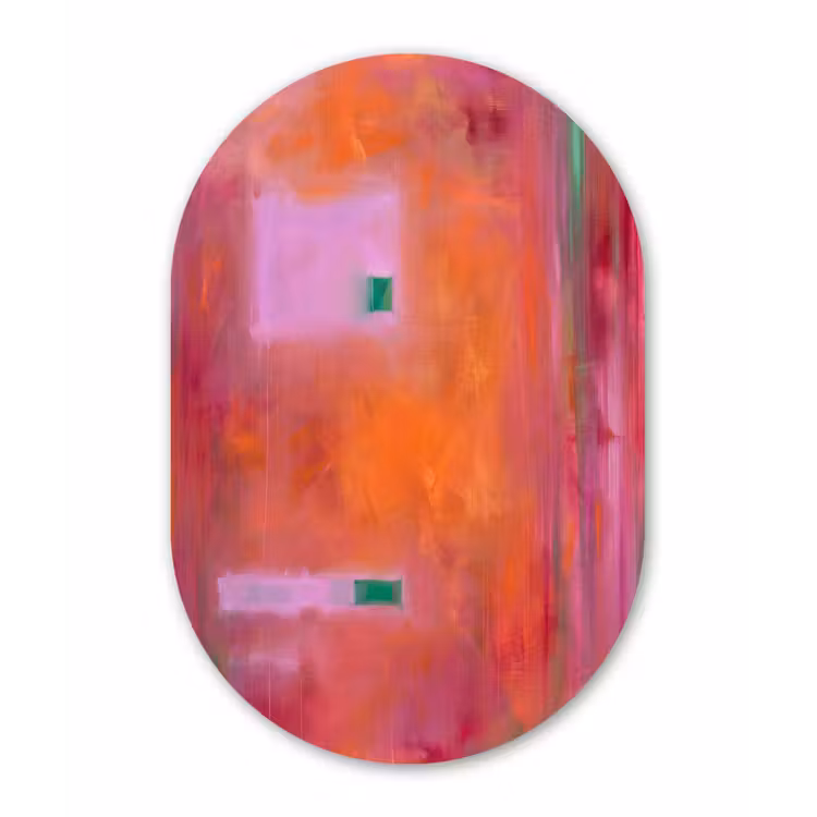 Abstract - Vlakken - Kunst - Modern - Oranje Wandcirkel Ovaal Forex klein -3d
