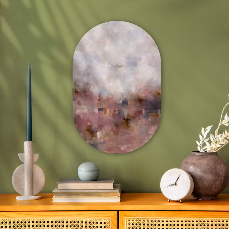 Abstract - Vloeiend - Kunst - Modern - Beige Wandcirkel Ovaal Forex klein -sfeer2