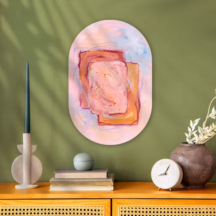 Abstract - Vormen - Modern - Roze Wandcirkel Ovaal Forex klein -sfeer2