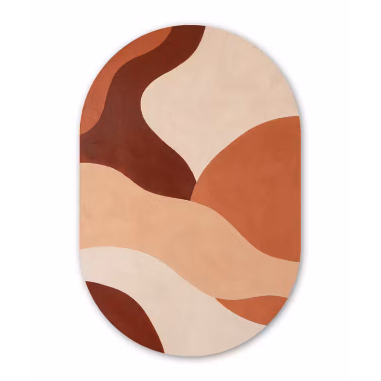 Abstract - Vormen - Organisch - Aardetinten - Modern Wandcirkel Ovaal Forex klein -3d