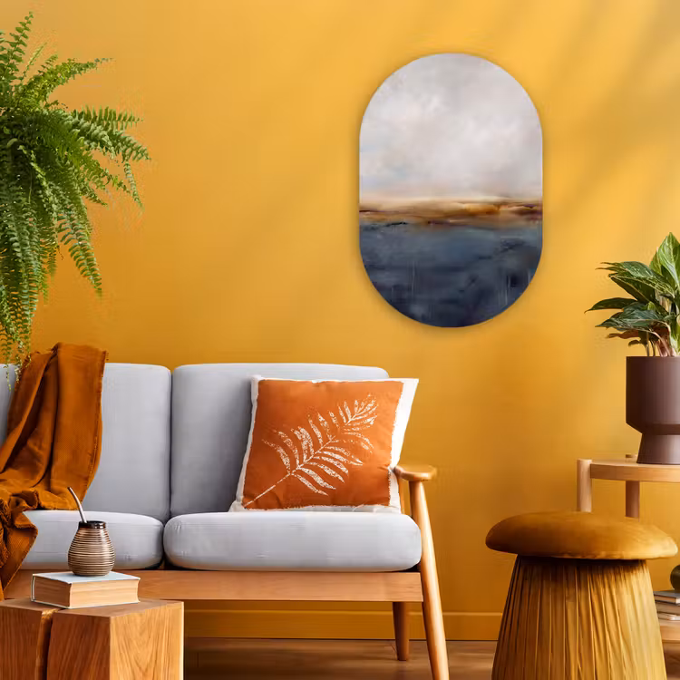 Abstract - Horizon - Water - Modern - Beige Wandcirkel Ovaal Forex klein -sfeer4