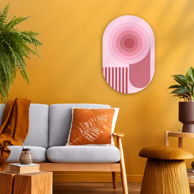 Abstract - Cirkels - Strepen - Modern - Roze Wandcirkel Ovaal Forex klein -sfeer4