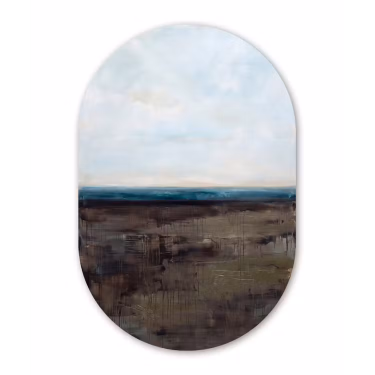 Abstract - Landschap - Horizon - Blauw - Modern Wandcirkel Ovaal Forex klein -3d
