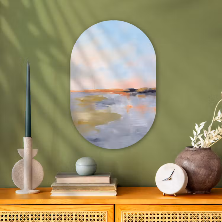 Abstract - Landschap - Horizon - Modern - Kleurrijk Wandcirkel Ovaal Forex klein -sfeer2