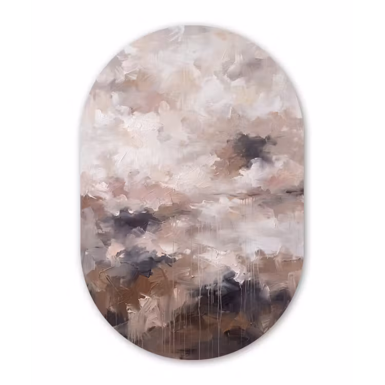 Abstract - Textuur - Kunst - Modern - Beige Wandcirkel Ovaal Forex klein -3d