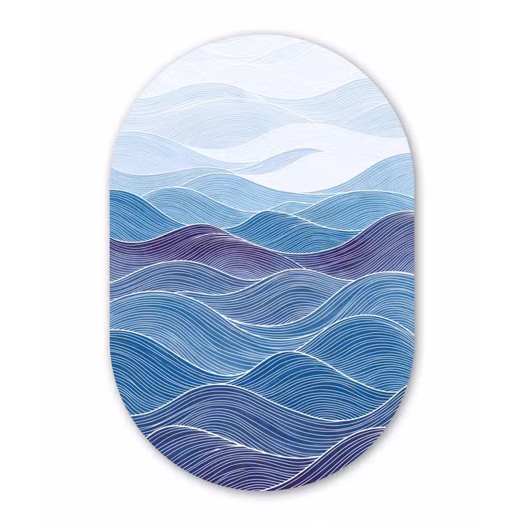 Abstract - Golven - Patroon - Blauw - Modern Wandcirkel Ovaal Forex klein -3d