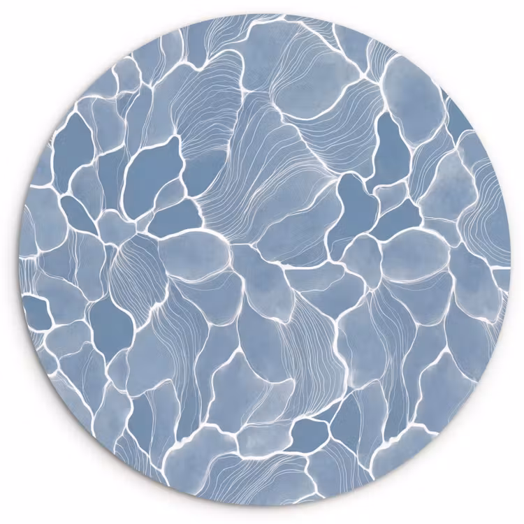 Abstract - Blauw - Bladeren Wandcirkel kunststof plaat 5mm dik klein -3d