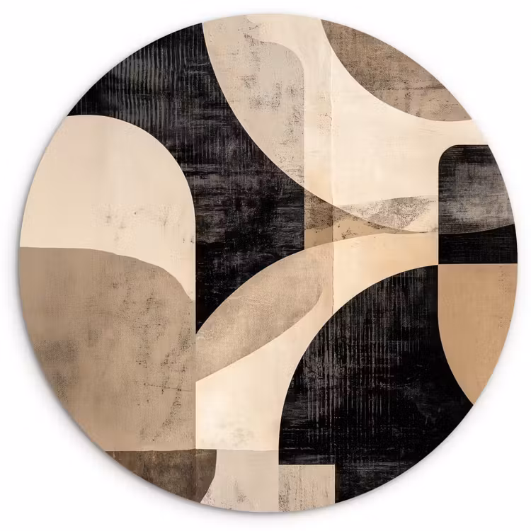 Abstract - Vormen - Modern - Beige Wandcirkel kunststof plaat 5mm dik klein -3d